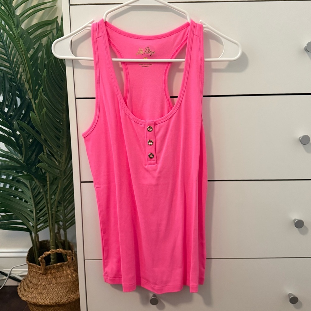 Lilly Pulitzer Bright Pink Racerback Tank Top - Small